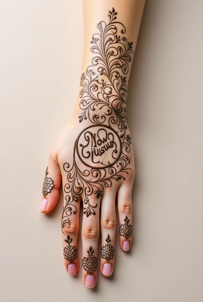  Beautiful Henna design with name noushad 