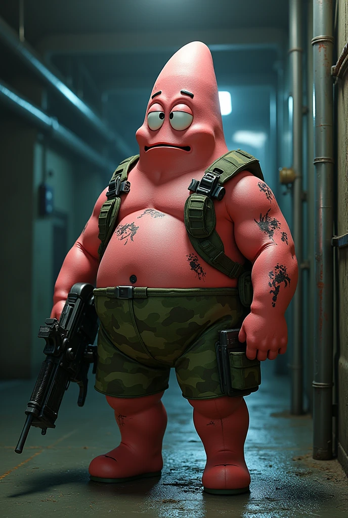 Patrick Star but solid snake 
