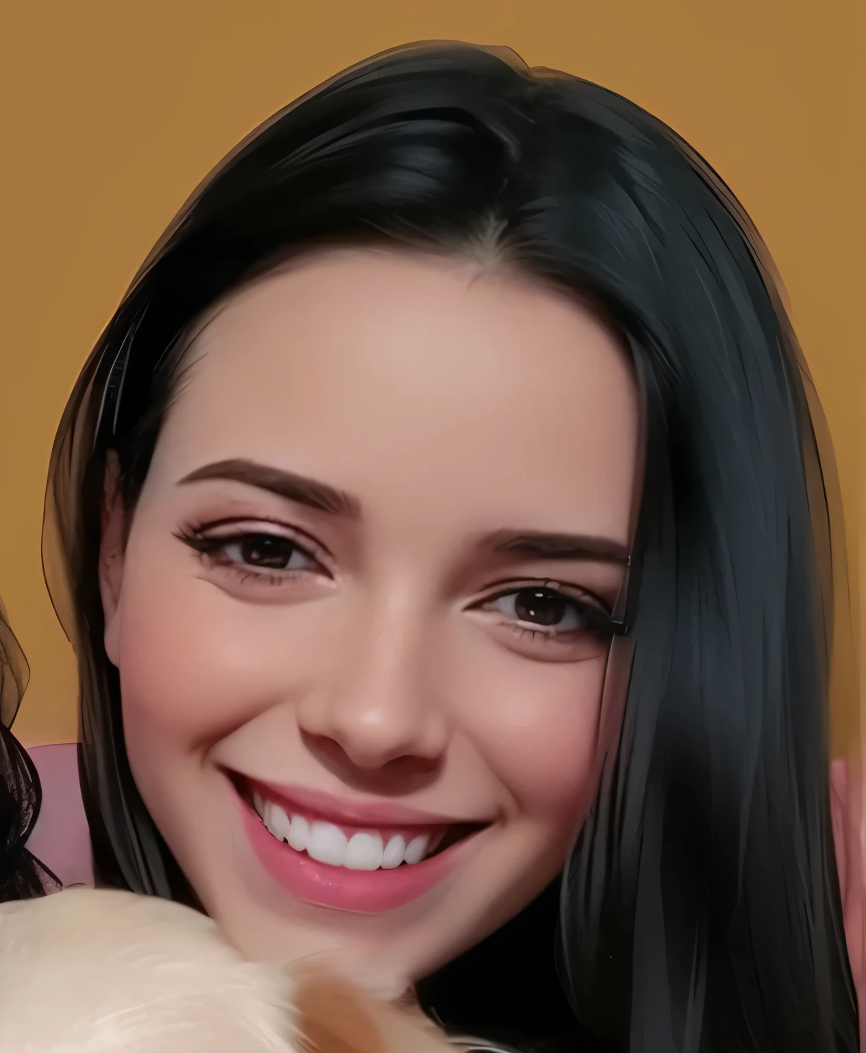 a beautiful woman, hairs drawn like cartoon, perfectly drawn eyes, beautiful eyes, perfect eyes, she is very happy, the image is very detailed