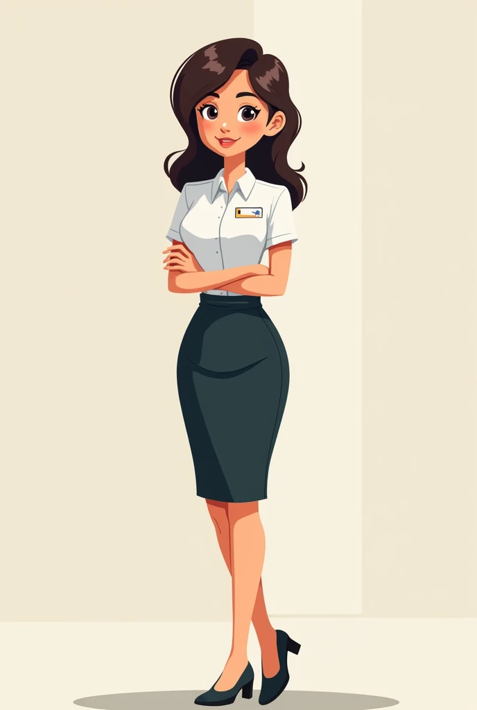 Cartoon of a female civil servant standing with her arms crossed in a cool way