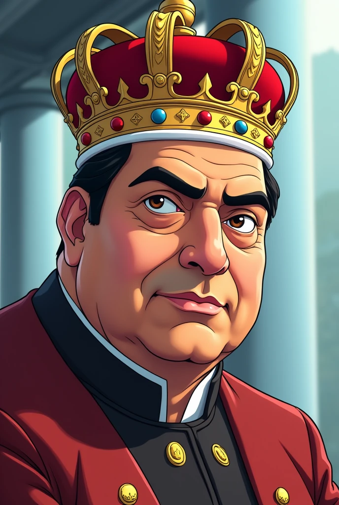 Mukesh Ambani with crown on his head anime
