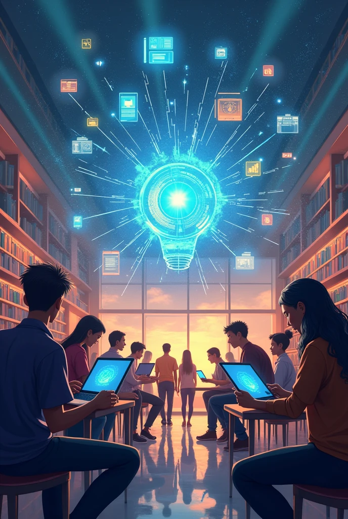 Make an image about how ELECTRONICS help the STUDENTS and to bring light in our society.
