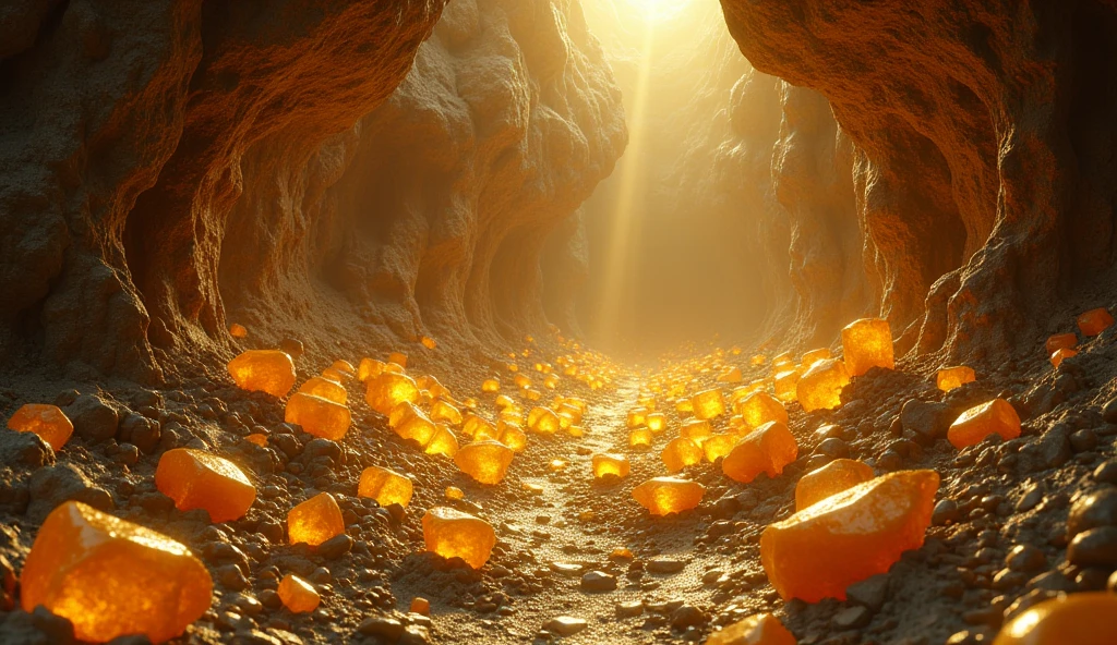 There are a lot of gold and jade ores under the ground.（best quality，4K，8k，High level，masterpiece：1.2），Ultra Detailed，（lifelike，Photo real，Photo real：1.37）