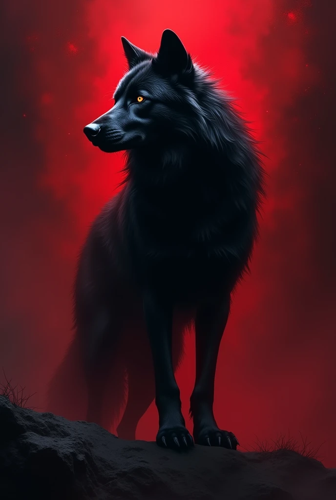  Dark  Red Back ground with black wolf 

