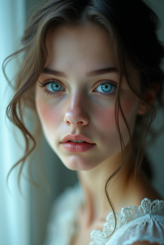 The girl with blue eyes.