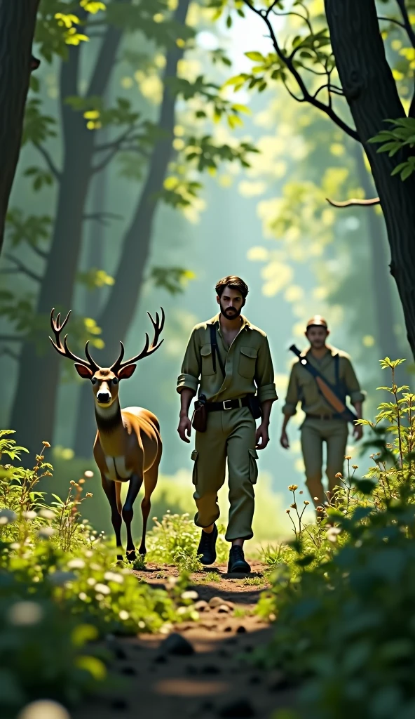 Once upon a time, a man was passing through a dense forest. Suddenly, he noticed a deer running rapidly towards him. As the man observed closely, he saw that a hunter was chasing the deer, trying to catch it.

The deer came directly to the man, with a special kind of anxiety and plea for mercy in its eyes. It seemed as if the deer was asking the man for help. The man quickly understood that this innocent creature had come to him seeking refuge to save its life.3D animation 