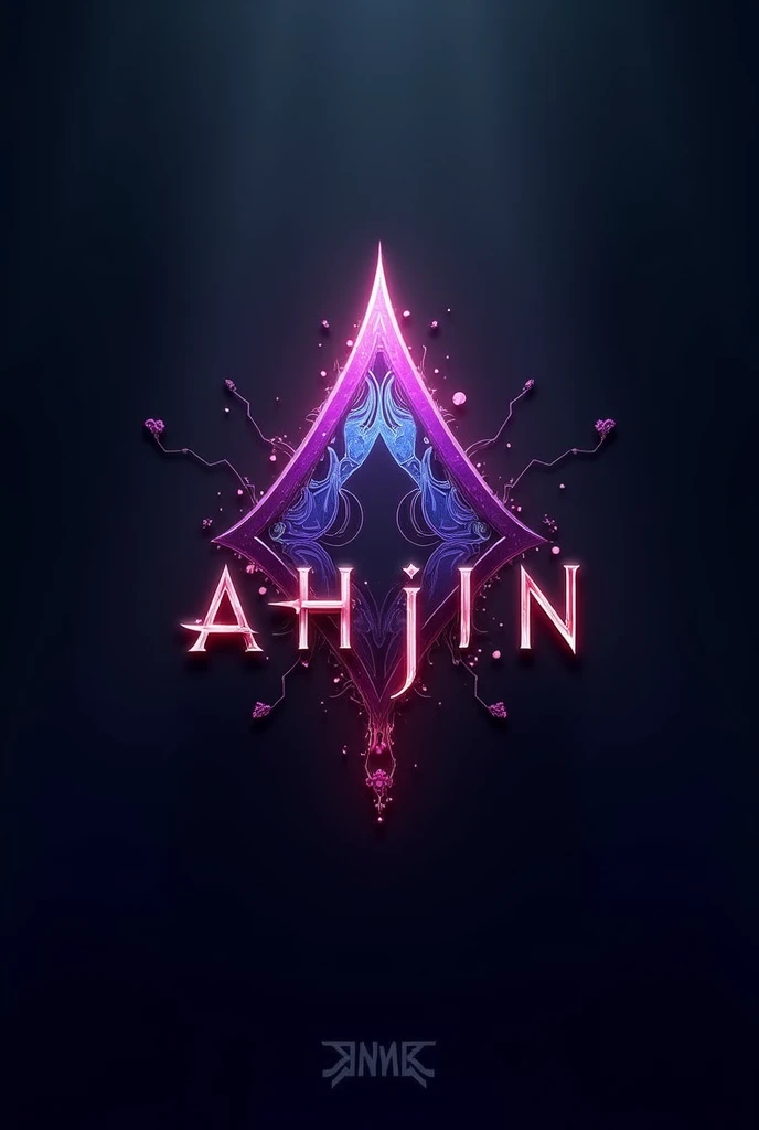 create a logo. theme is gaming. the name is AHJIN. cool design txt fancy. insert AHJIN text.
add shadow summoning logo picture