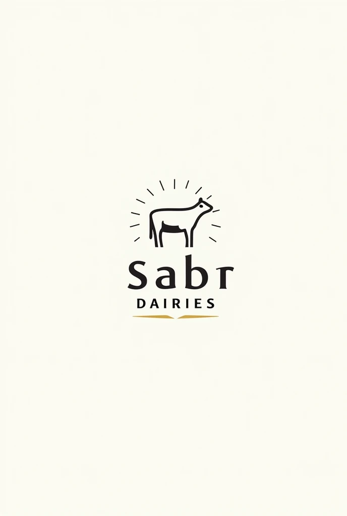 "Design a modern and sophisticated logo for 'Sabr Dairies,' a premium dairy brand. The logo should convey purity, quality, and trust. Incorporate elements that represent dairy farming, such as a cow, milk, or farm imagery, but with a clean and minimalist approach. The overall design should be versatile, suitable for packaging, digital media, and corporate branding.