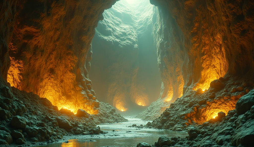 There are many gold and jade mines under the ground.（best quality，4K，8k，High level，masterpiece：1.2），Ultra Detailed，（lifelike，Photo real，Photo real：1.37）