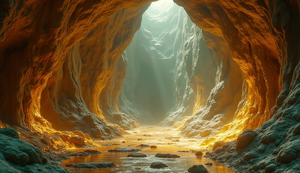 There are many gold and jade mines under the ground.(best quality,4K,8k,High level,masterpiece:1.2),Ultra Detailed,(lifelike,Photo real,Photo real:1.37)