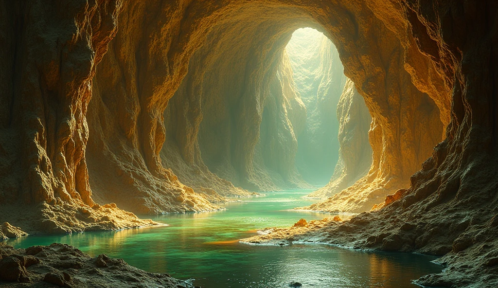 There are many gold and jade mines under the ground.（best quality，4K，8k，High level，masterpiece：1.2），Ultra Detailed，（lifelike，Photo real，Photo real：1.37）