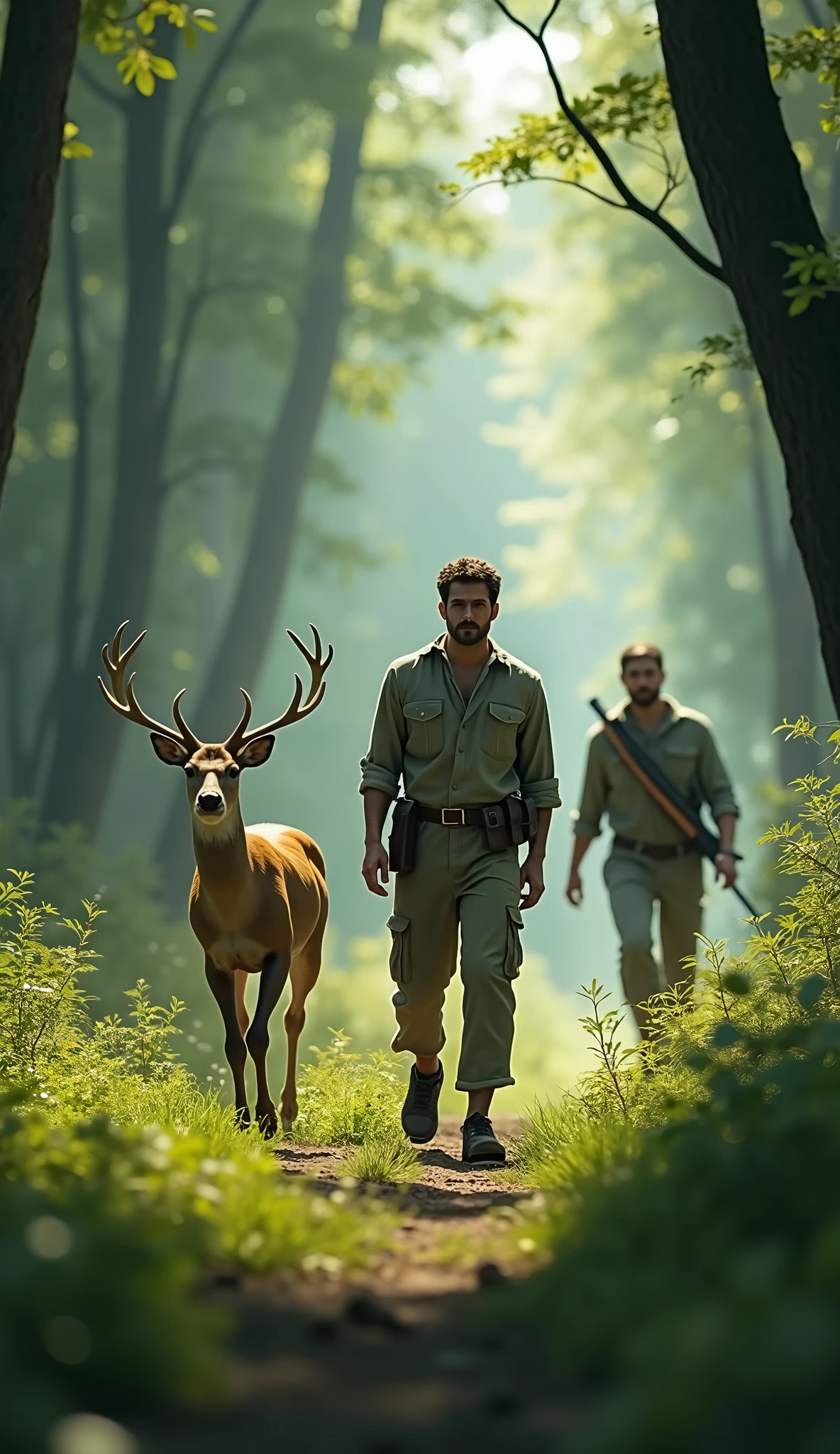 Once upon a time, a man was passing through a dense forest. Suddenly, he noticed a deer running rapidly towards him. As the man observed closely, he saw that a hunter was chasing the deer, trying to catch it.
The deer came directly to the man, with a special kind of anxiety and plea for mercy in its eyes. It seemed as if the deer was asking the man for help. The man quickly understood that this innocent creature had come to him seeking refuge to save its life.3D animation