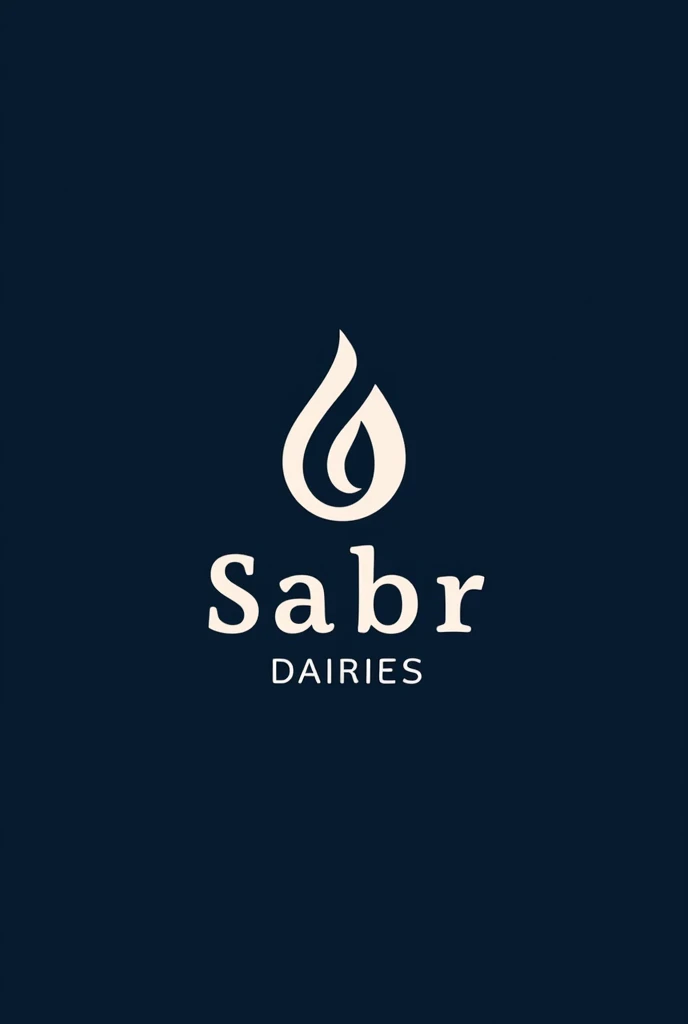 "Design a modern and sophisticated logo for 'Sabr Dairies,' a premium dairy brand. The logo should convey purity, quality, and trust. Incorporate elements that represent dairy farming, such as a cow, milk, or farm imagery, but with a clean and minimalist approach. The overall design should be versatile, suitable for packaging, digital media, and corporate branding.in dark blue