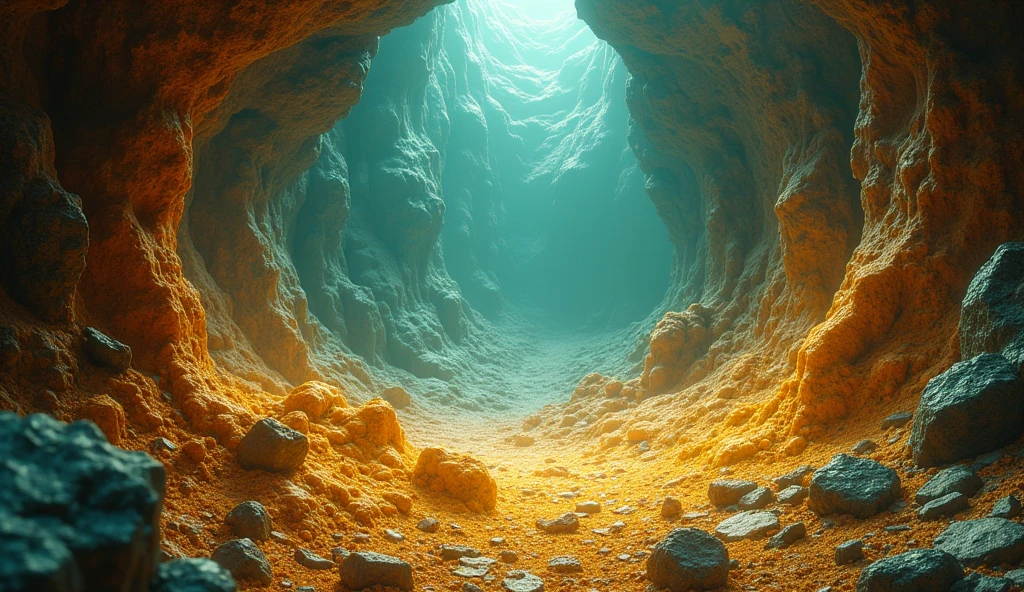 There are a lot of gold ores and jade under the ground.(best quality,4K,8k,High level,masterpiece:1.2),Ultra Detailed,(lifelike,Photo real,Photo real:1.37)