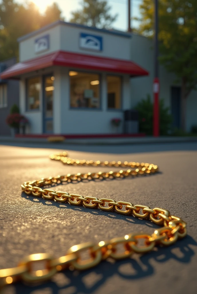 Golden chain found in random position on the road near post office.