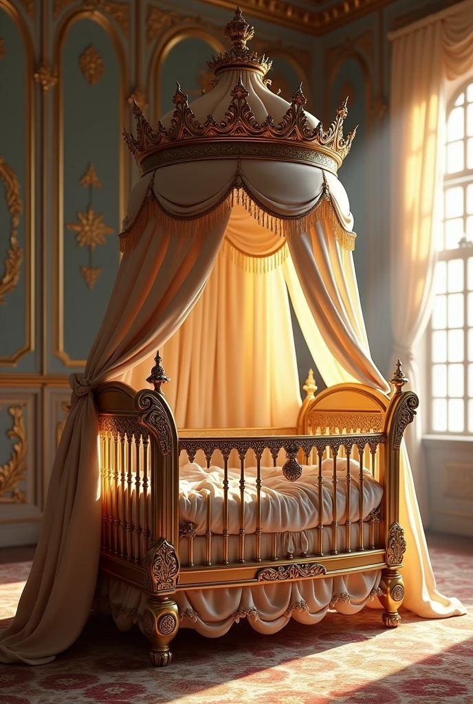 A royal empty baby bed