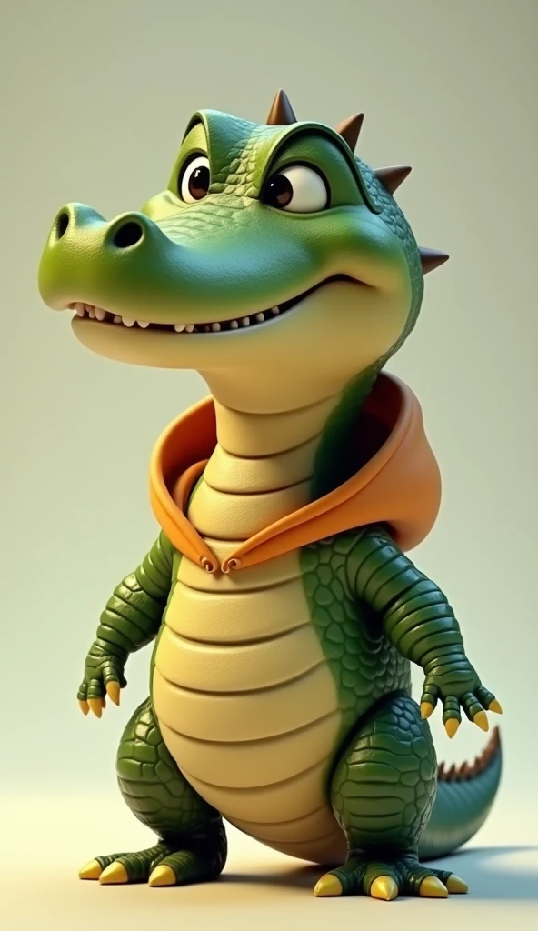 Perfect centering, Looking at the camera, a close up 2/3 of a cartoon baby crocodile wearing a hoodie, full body, 3 d animation demo reel, 3d animation, 3 d animation, 3 d animated movie, 3d animated, 3 d animated, tv commercial, clay animation, cgi animation, cute! c4d, cute 3 d render, pixar 3 d animation style, 4 k, 3 d cartoon