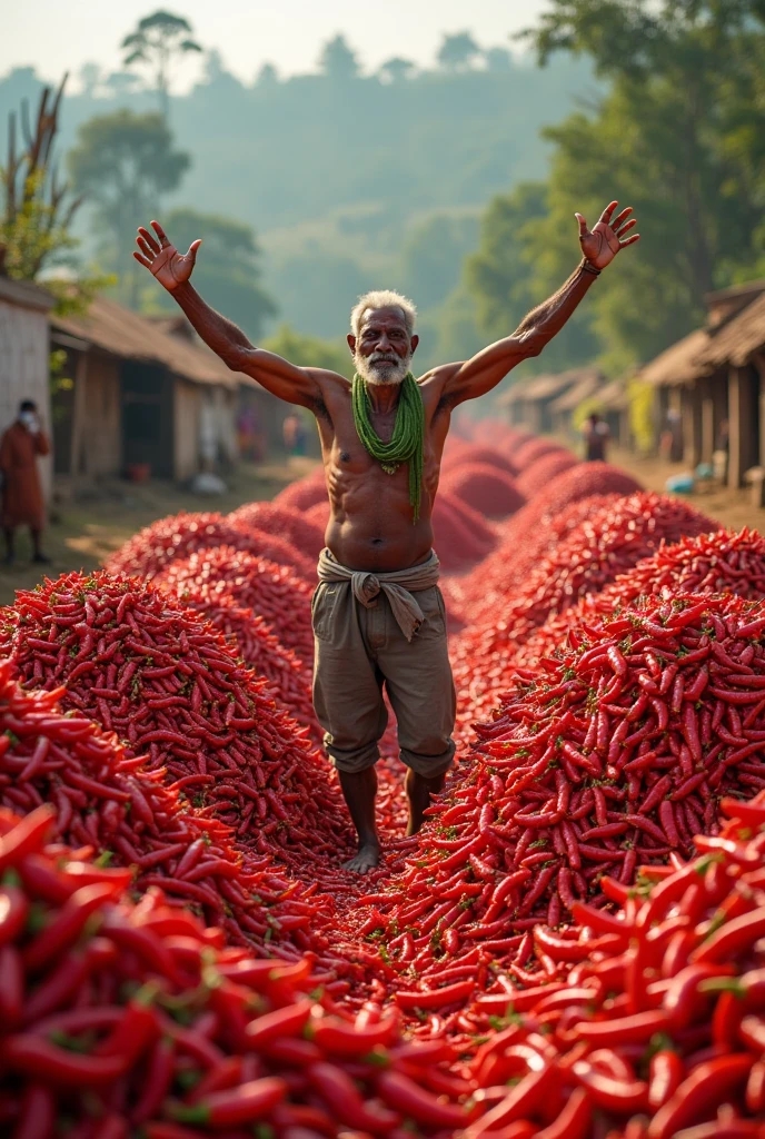 Indian poor man making a huge  money out of red chilli