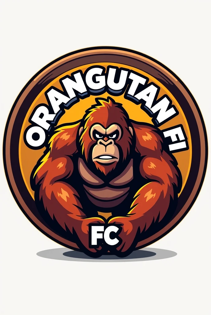 A circular football shield with the words ORANGUTÁN FC and the image of an orangutan in the center