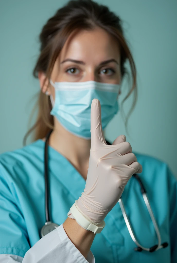 A lady doctor wearing medical gloves and sticking her finger to ass hole