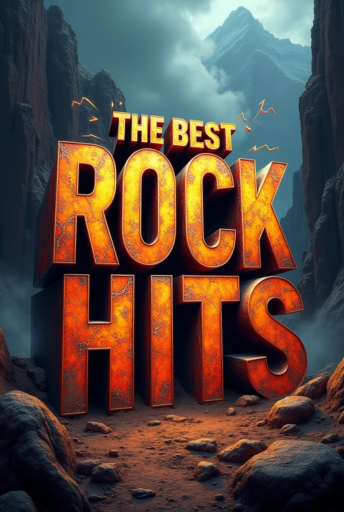 Create a Rock related image, on the best rock hits is written