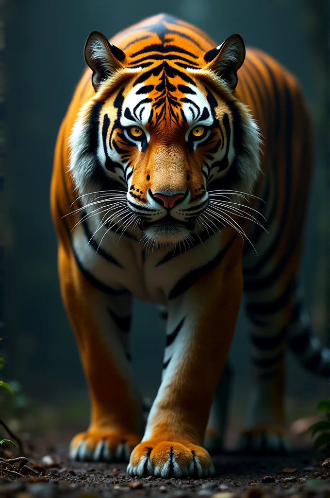 A tiger look at me , fearness