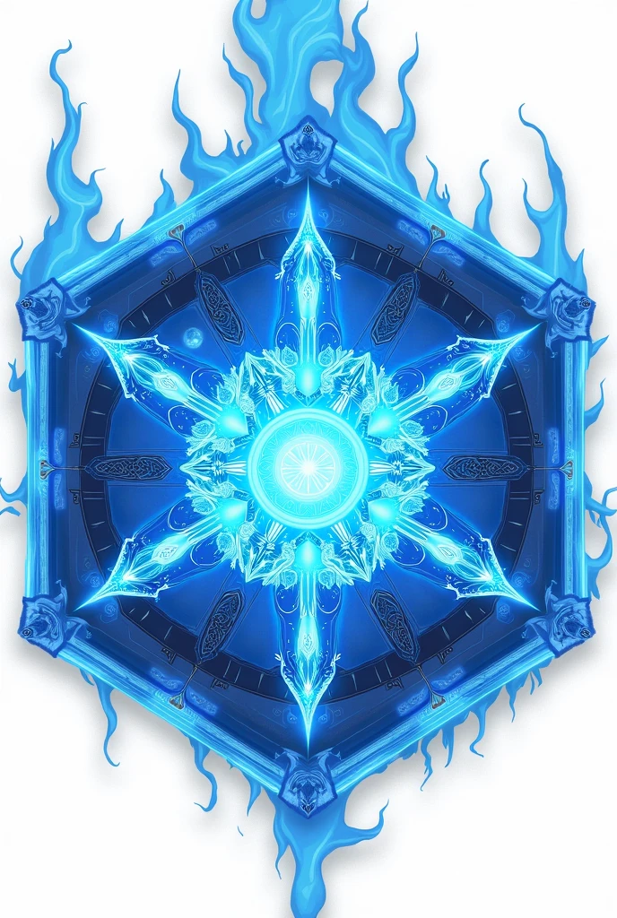 Enchanted Octagon Prints Magic With Magic Signs For Game Blue Color, without people, Background white, in anime style 2d