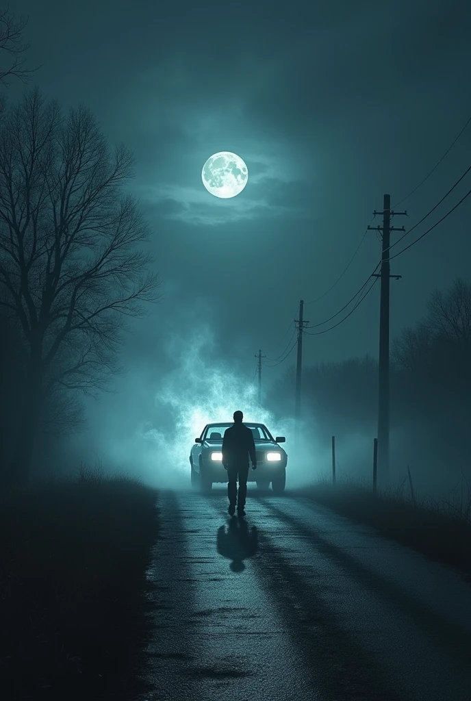 Super horrific night, man walking on the road, gets hit by a car who has ghost inside