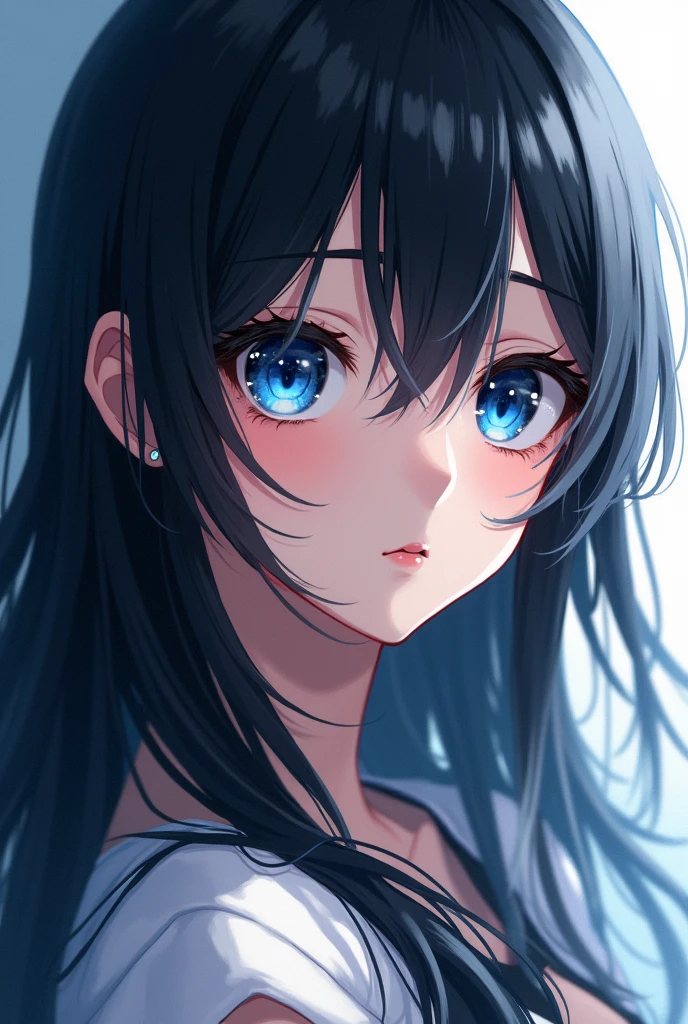 Anime girl with blue eyes and black hair