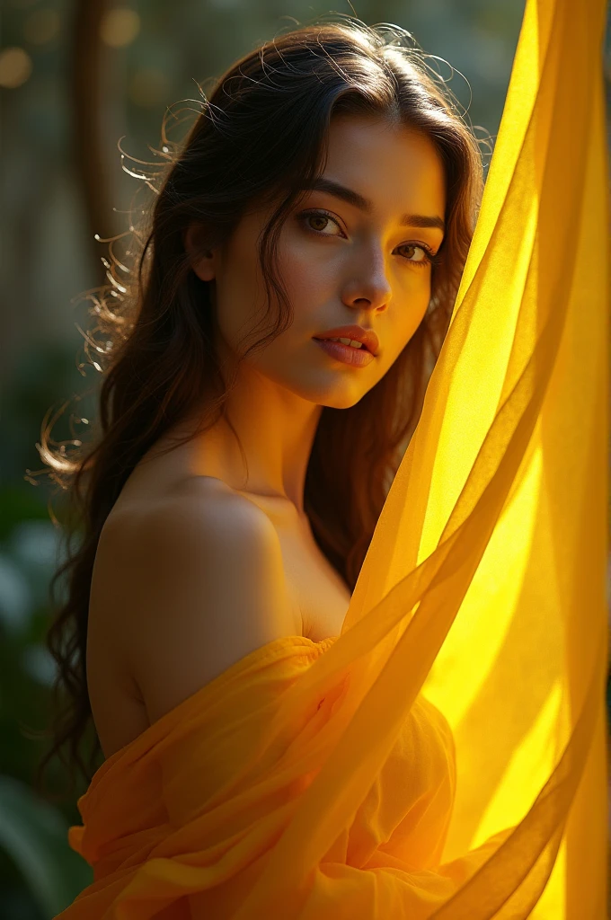 Topless saree yellow beautiful lady