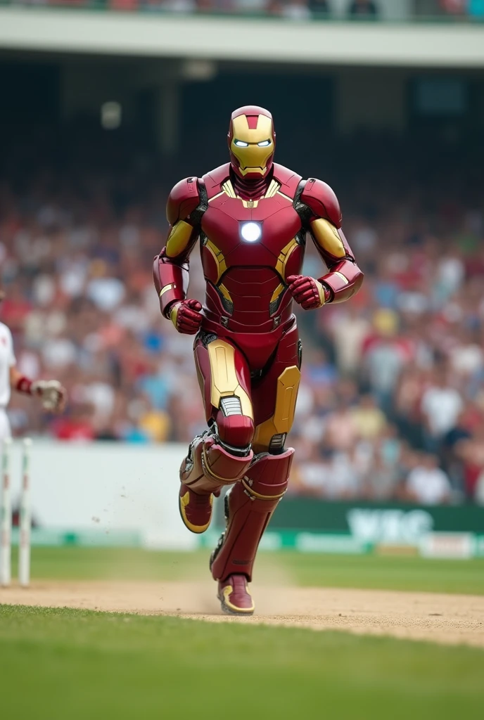 Iron Man play cricket and take run