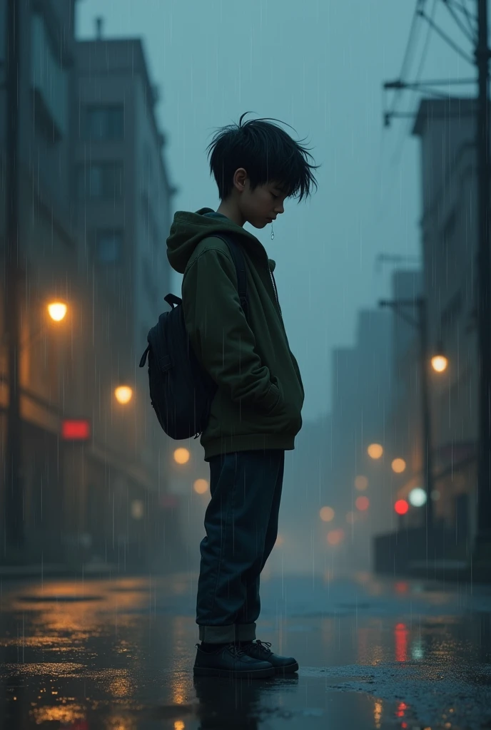 Sad boy Rain fall