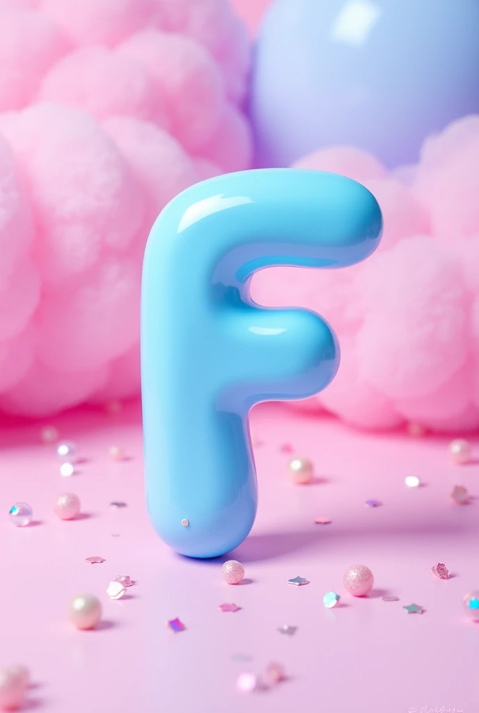Logo with barbie background and light blue letter F