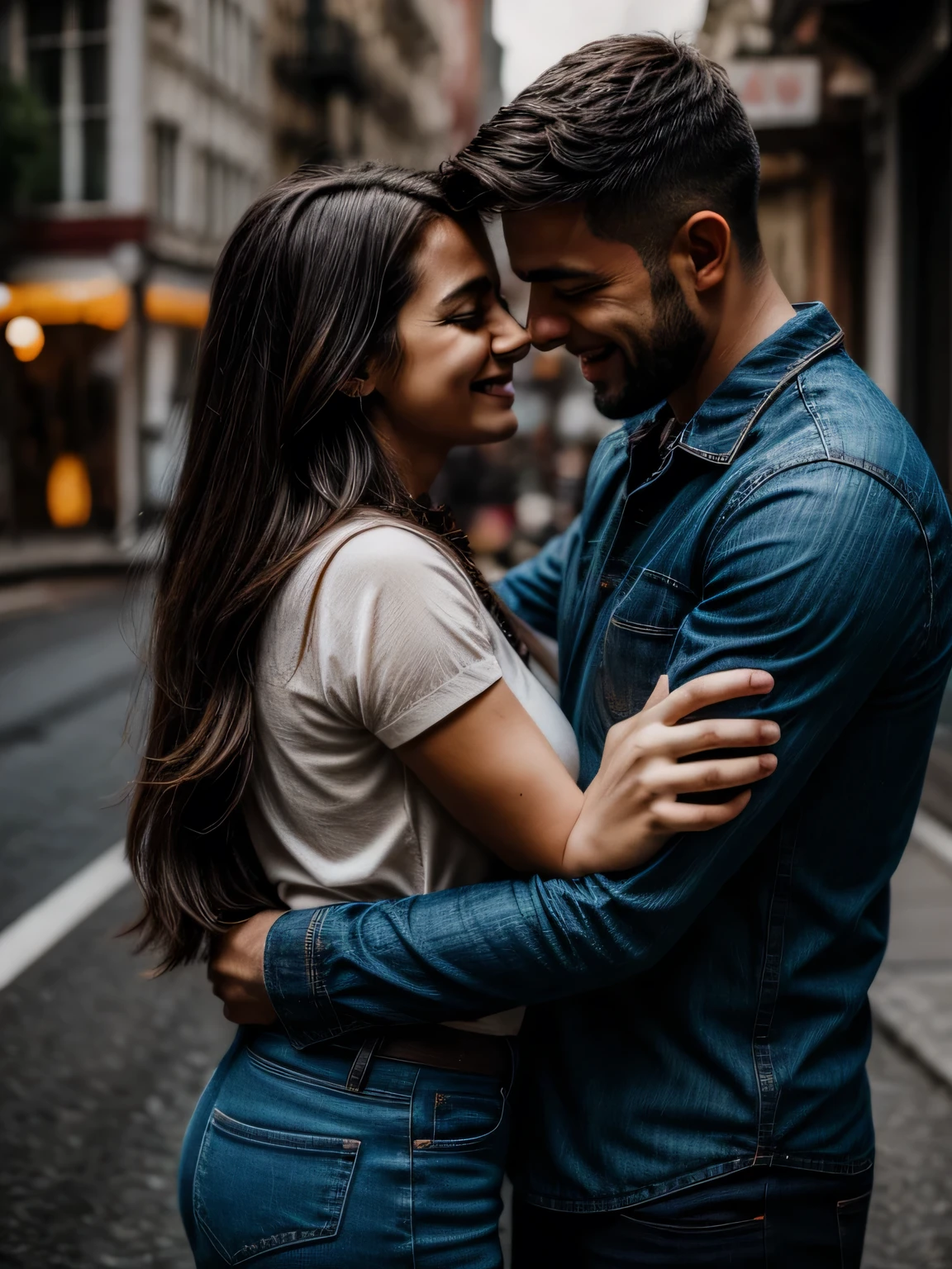 man and woman hugging in love