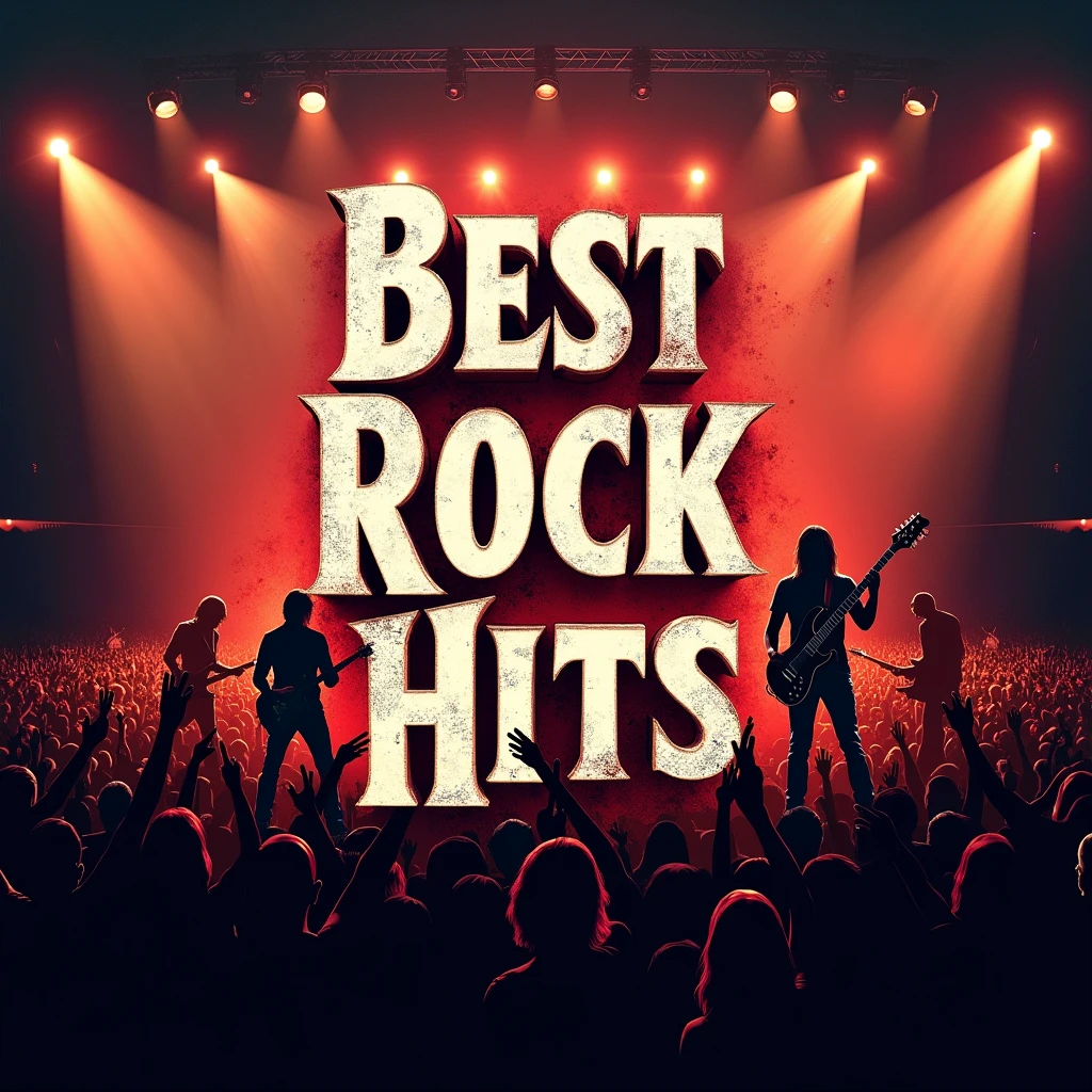 Create an image, that has to do with rock and says best rock hits