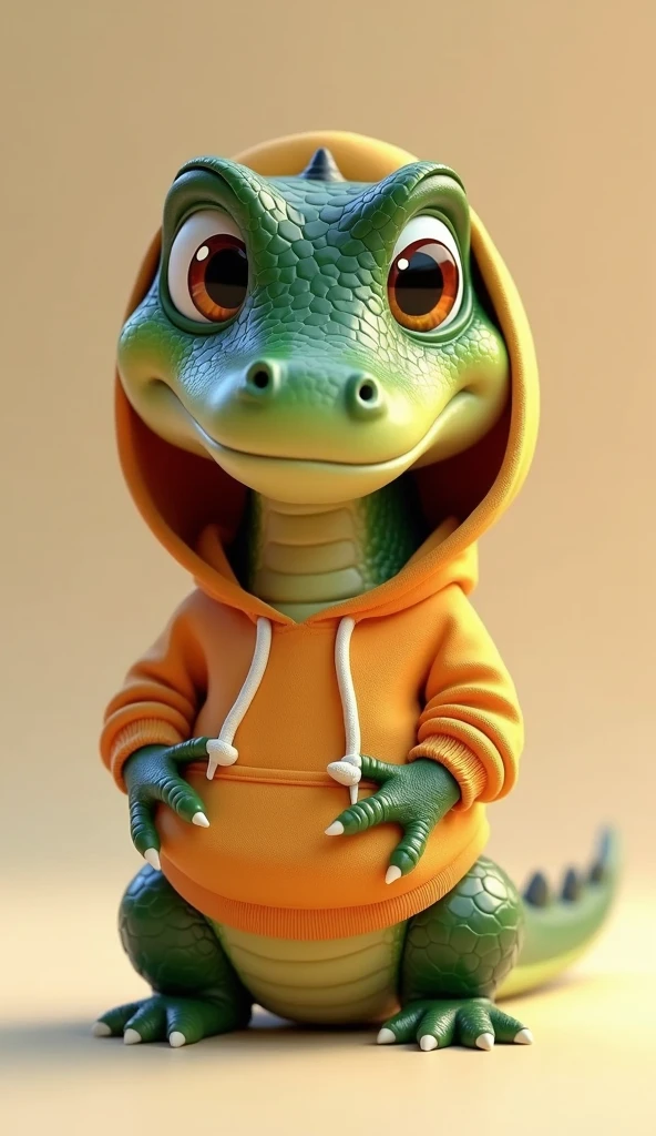 Perfect centering, Looking at the camera, a close up 2/3 of a cartoon baby crocodile wearing a hoodie, full body, 3 d animation demo reel, 3d animation, 3 d animation, 3 d animated movie, 3d animated, 3 d animated, tv commercial, clay animation, cgi animation, cute! c4d, cute 3 d render, pixar 3 d animation style, 4 k, 3 d cartoon