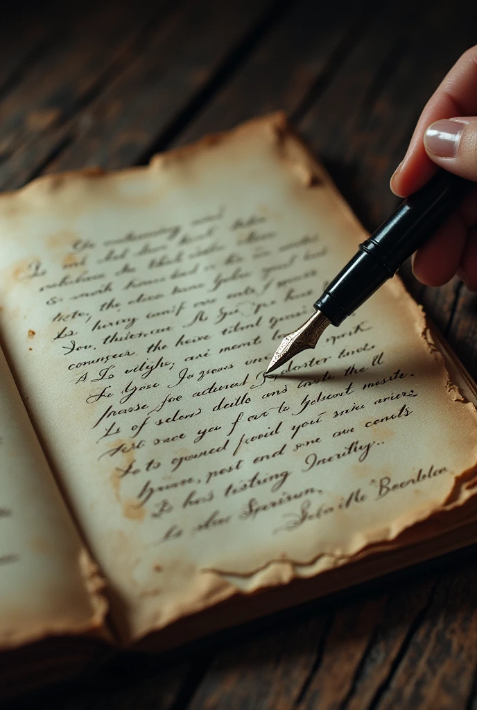 A old paper, a old pen , some sad talks written