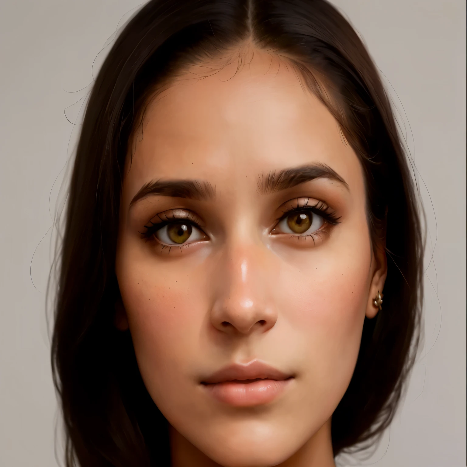 Il y a une femme avec un collier sur le cou qui regarde la caméra, fille indienne à la peau brune, portrait de face en gros plan, gros plan du visage, visage de jeune femme, Portrait complet en gros plan, peau olive impeccable, visage de jeune femme, visage de femme regardant hors caméra, visage détaillé d'une femme, gros plan du visage
