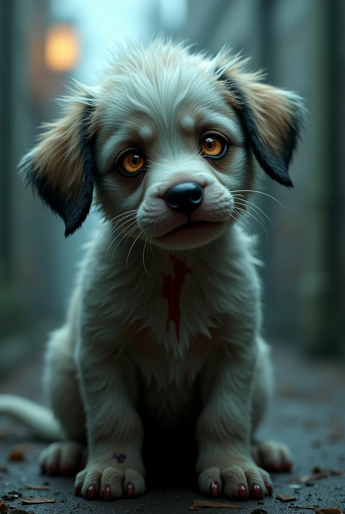 Bad ass zombie puppy, cute, beautiful, cinematic