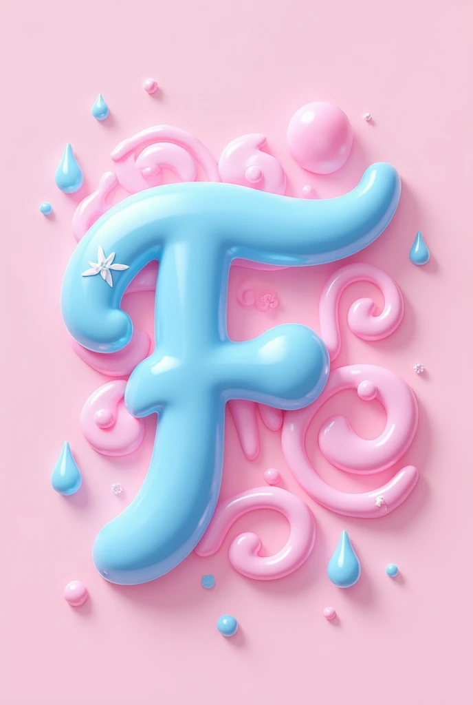 Barbie style logo with light blue letter F in the middle and in front