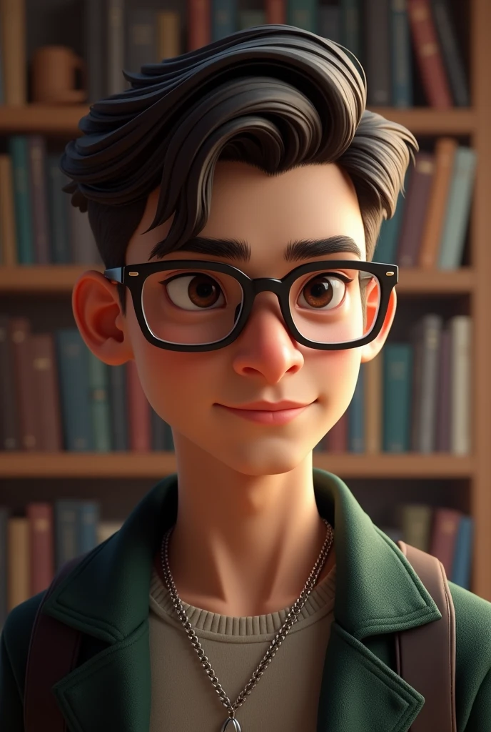 Handsome student with glasses.
