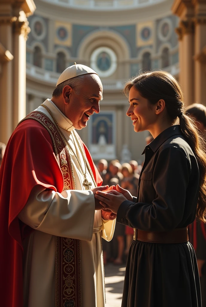 Pope Francis with ager in the Vatican, realisitic