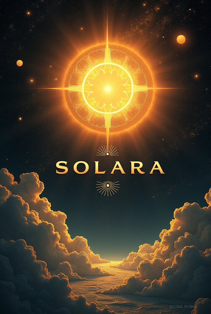 Generate the cover of a book called SOLARA, must not contain images of people and must have written "SOLAR" Na capa