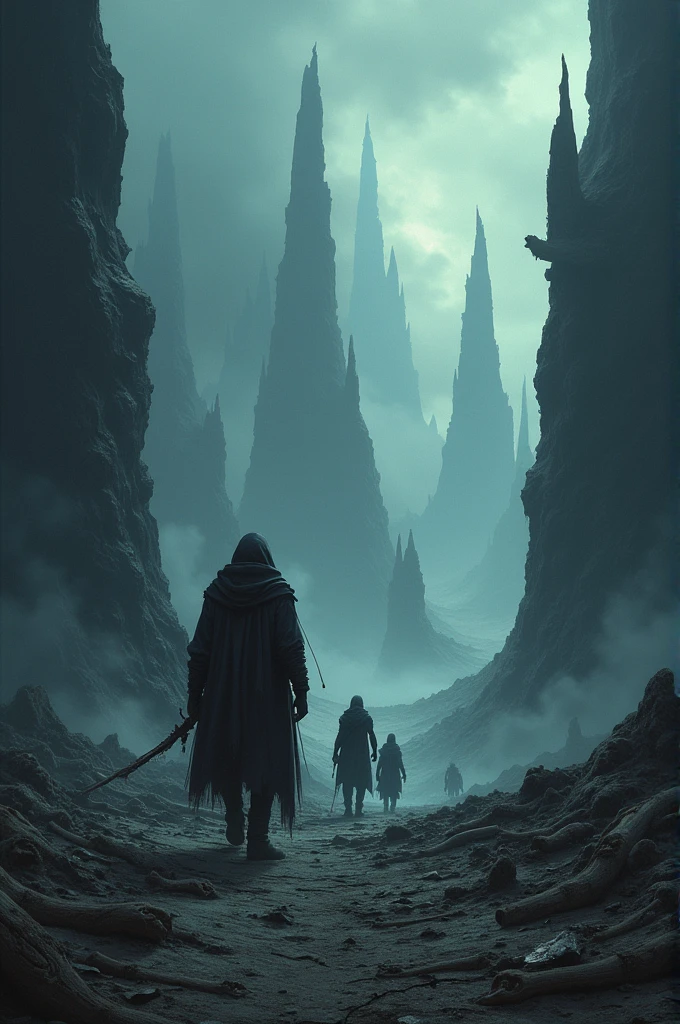 A dark landscape in spinal with adventurers discovering the realm of death