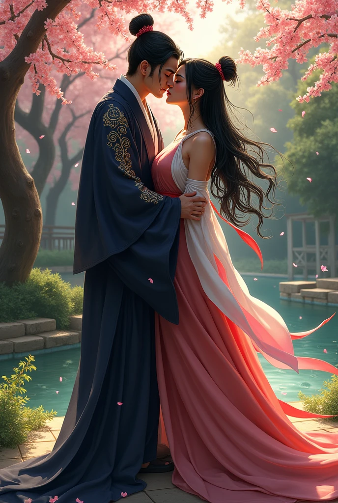 Raiden Shogun deep kissing yae miko in backyards