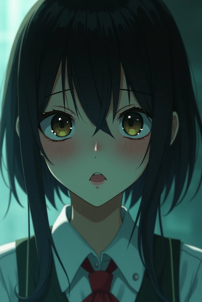Surreal close-up of a schoolgirl, Shintaro Kago style, evoking horror anime elements, vivid colors, dreamlike atmosphere, horror manga influences, volumetric lighting, dramatic lighting, ultra clear.