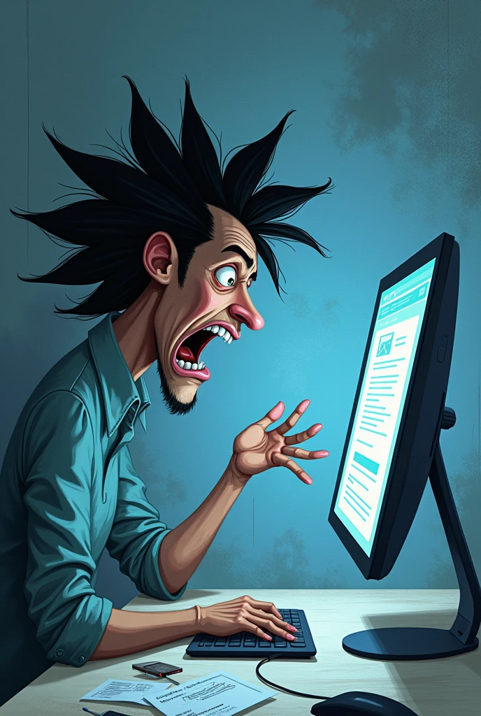 create an image showing the frustrating experience of a human and customer navigating a static page or interacting with a generic chatbot