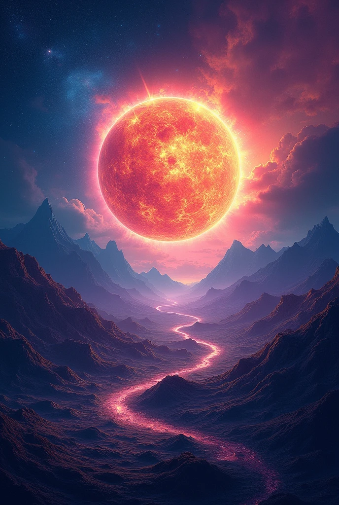 Generate the cover of a book called SOLARA, must not contain images of people and must have written "SOLAR" Na capa, the background should contain more black, cerulean, roxo e rosa
