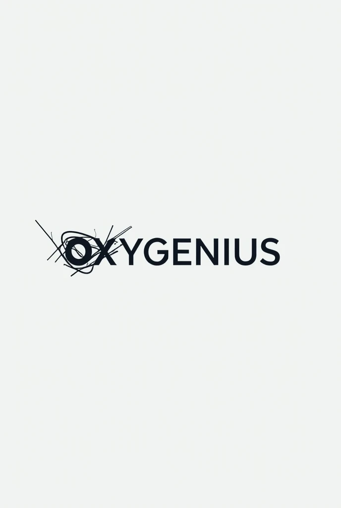 Make a minimalist logo and write the phrase OxyGenius and draw over the letters