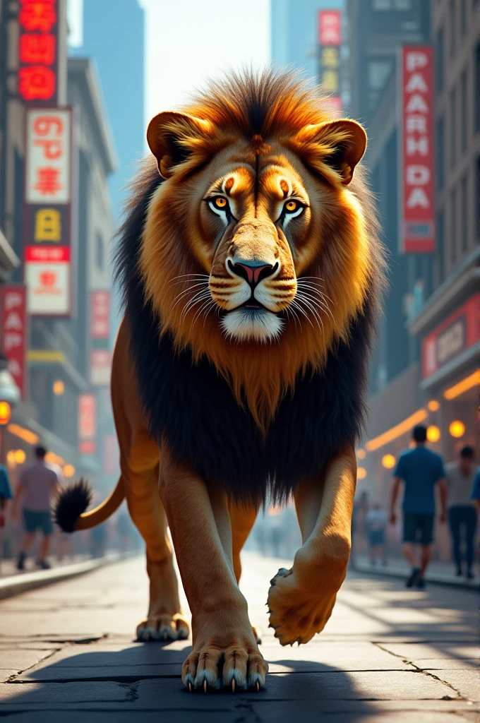 Lion in street